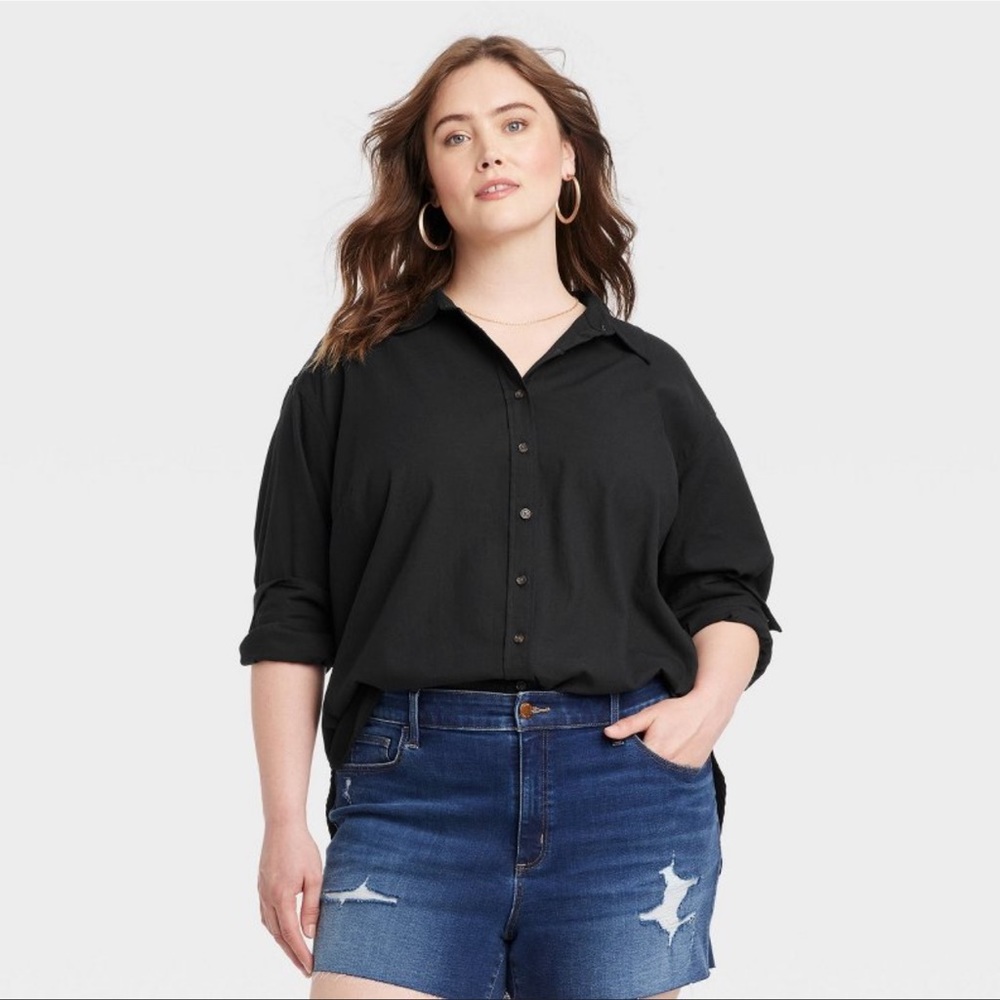 Women's Long Sleeve Oversized Button-Down Shirt
